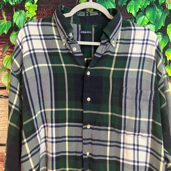 Vintage Gitman Bros Plaid Long Sleeve Button Up Shirt Mens Large Fits XL 2XL 3XL - Picture 1 of 5